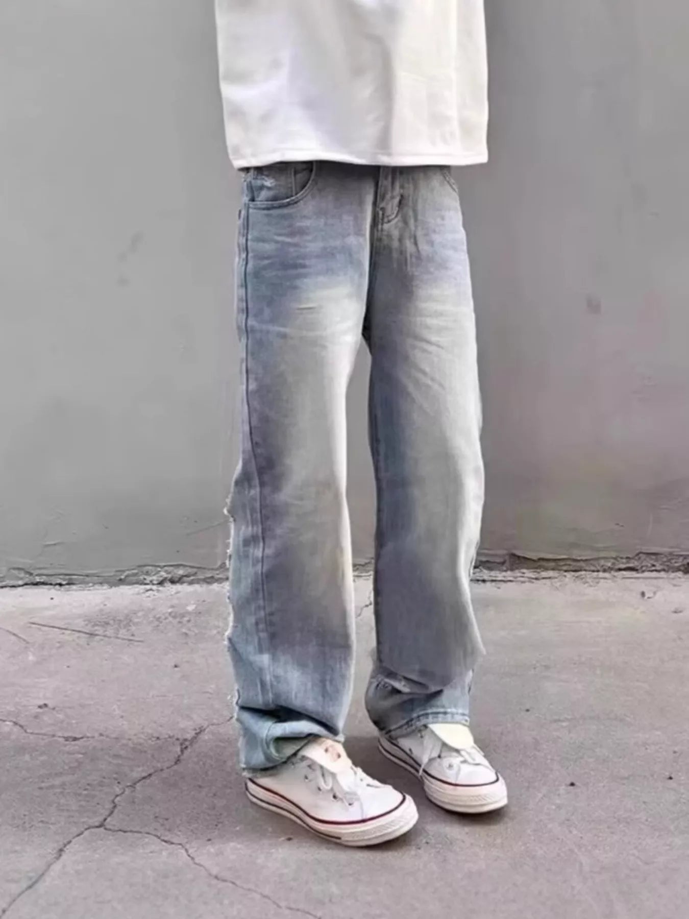 Men's Full Size Washed Wide Leg Jeans Plus Size