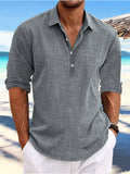 Men's Full Size Casual Half Button Shirt Plus Size