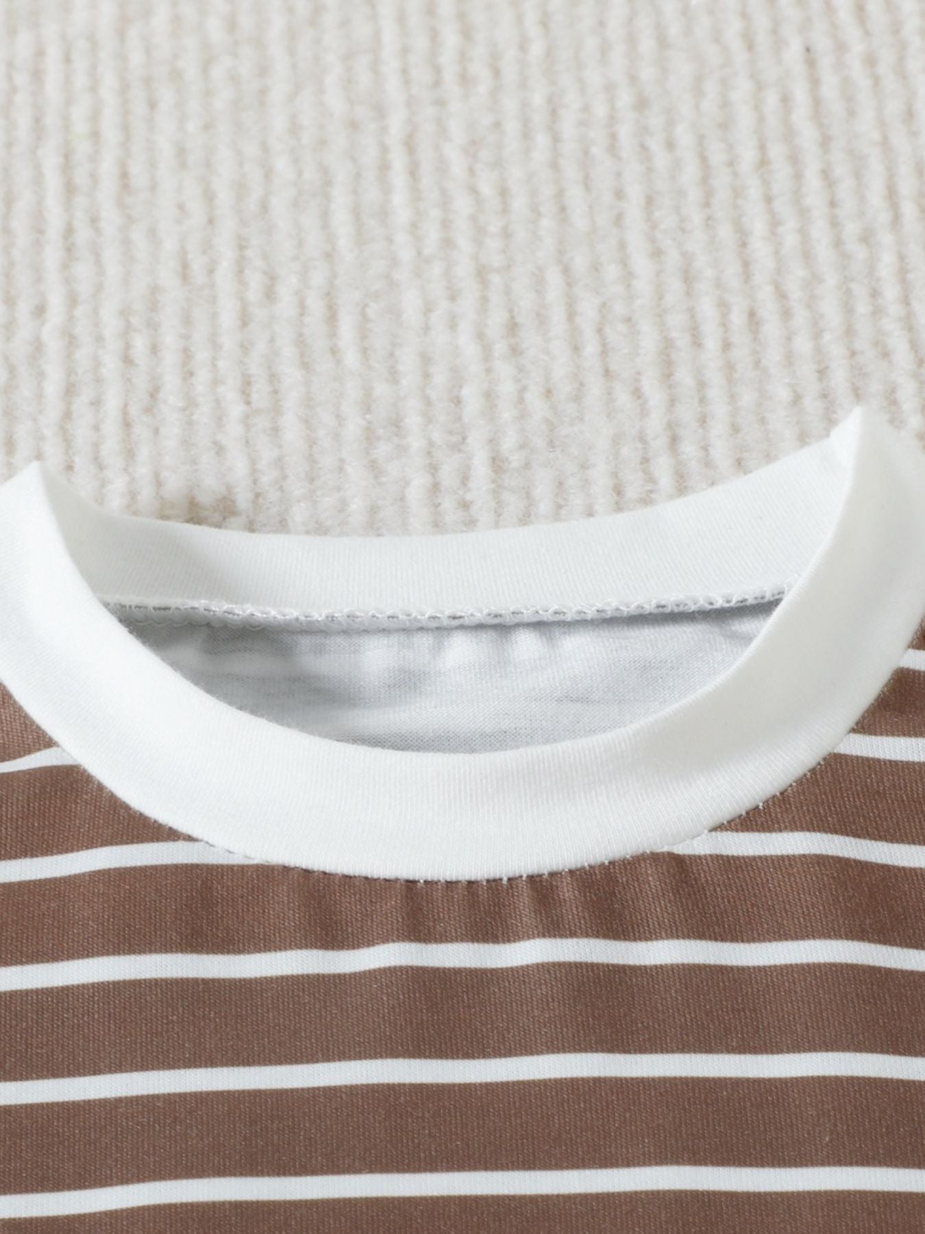 Children's Striped Color Block Casual Top and Shorts Set