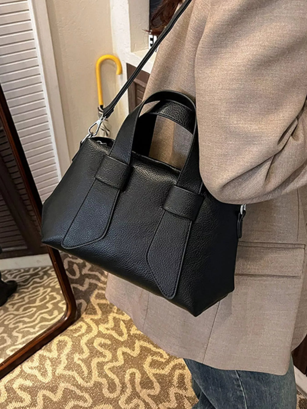Textured Faux Leather Crossbody Bag