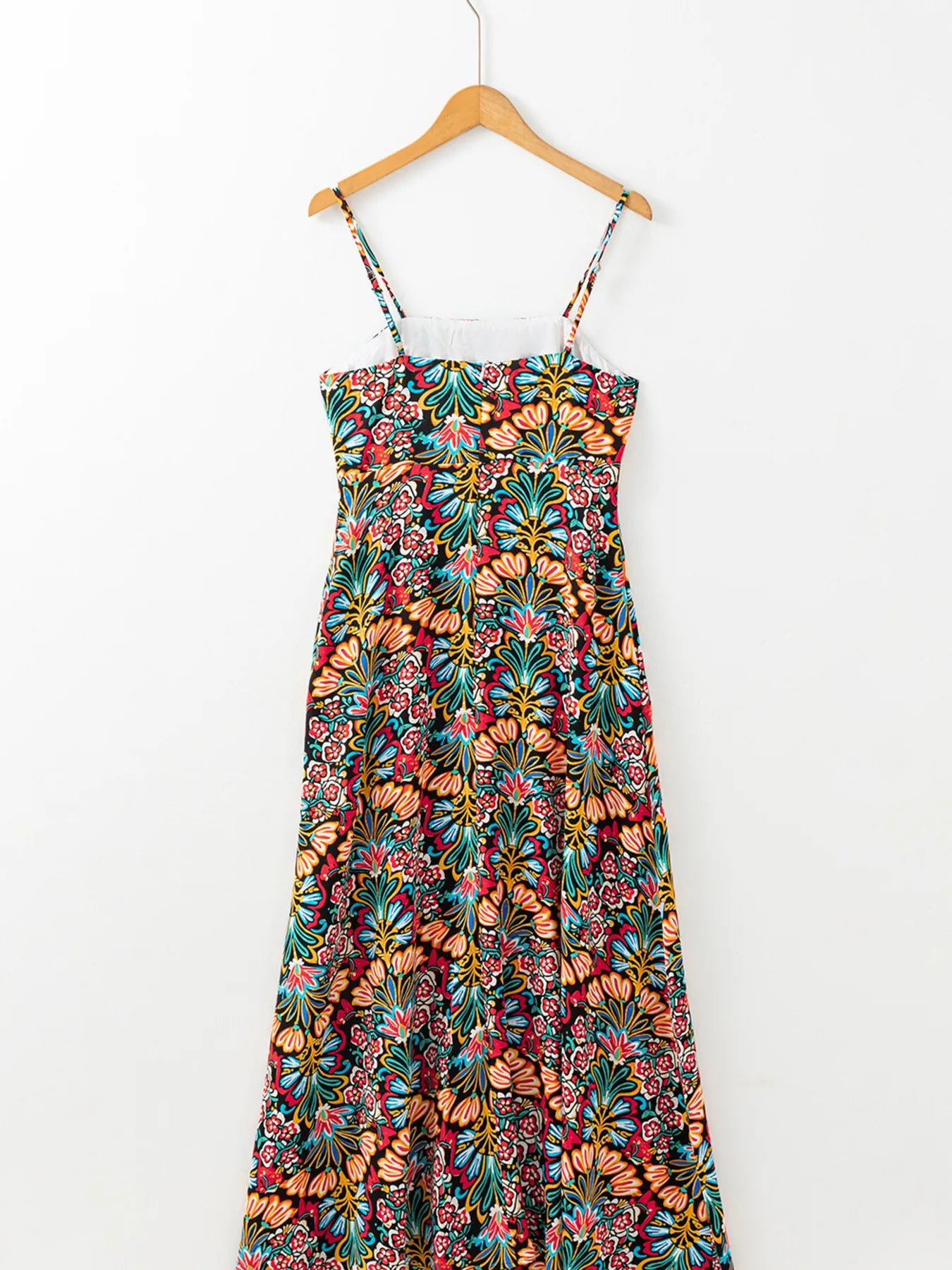 Floral Print Thin Straps High Waist Maxi Dress
