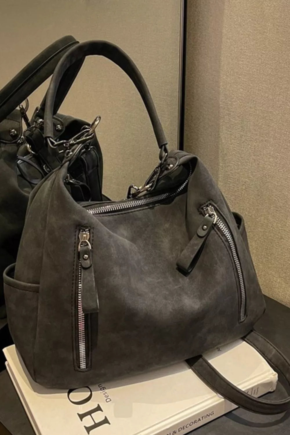 Zipper Details Adjustable Strap Crossbody Bag