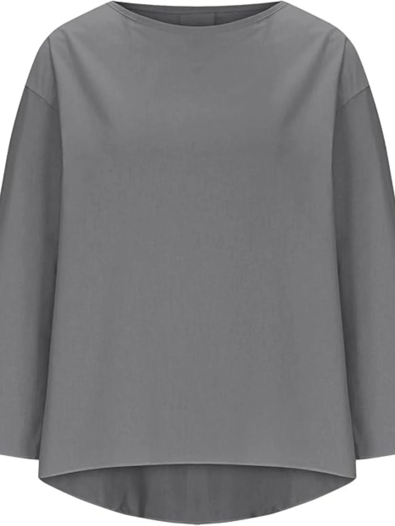 Full Size Round Neck Relaxed Fit Blouse Plus Size