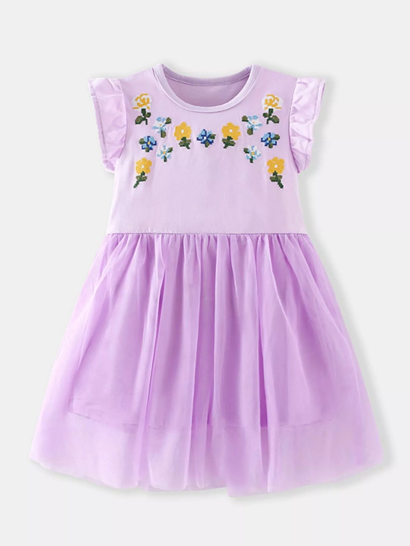 Children's Floral Embroidered Tulle Dress
