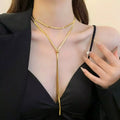 Layered Snake Chain Y Necklace
