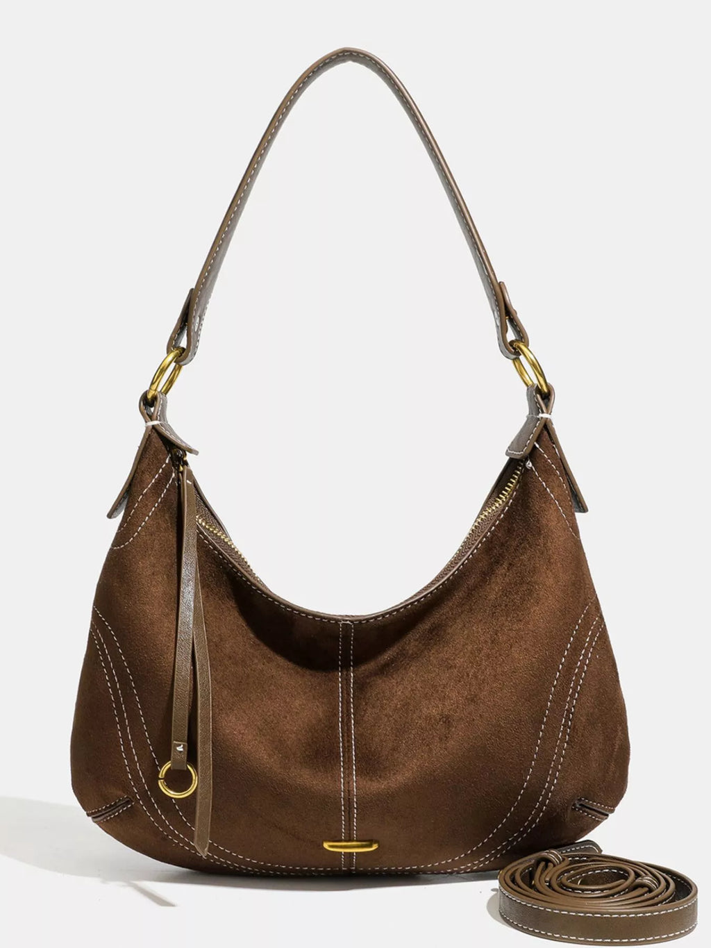 Vintage Suede Hobo Shoulder Bag