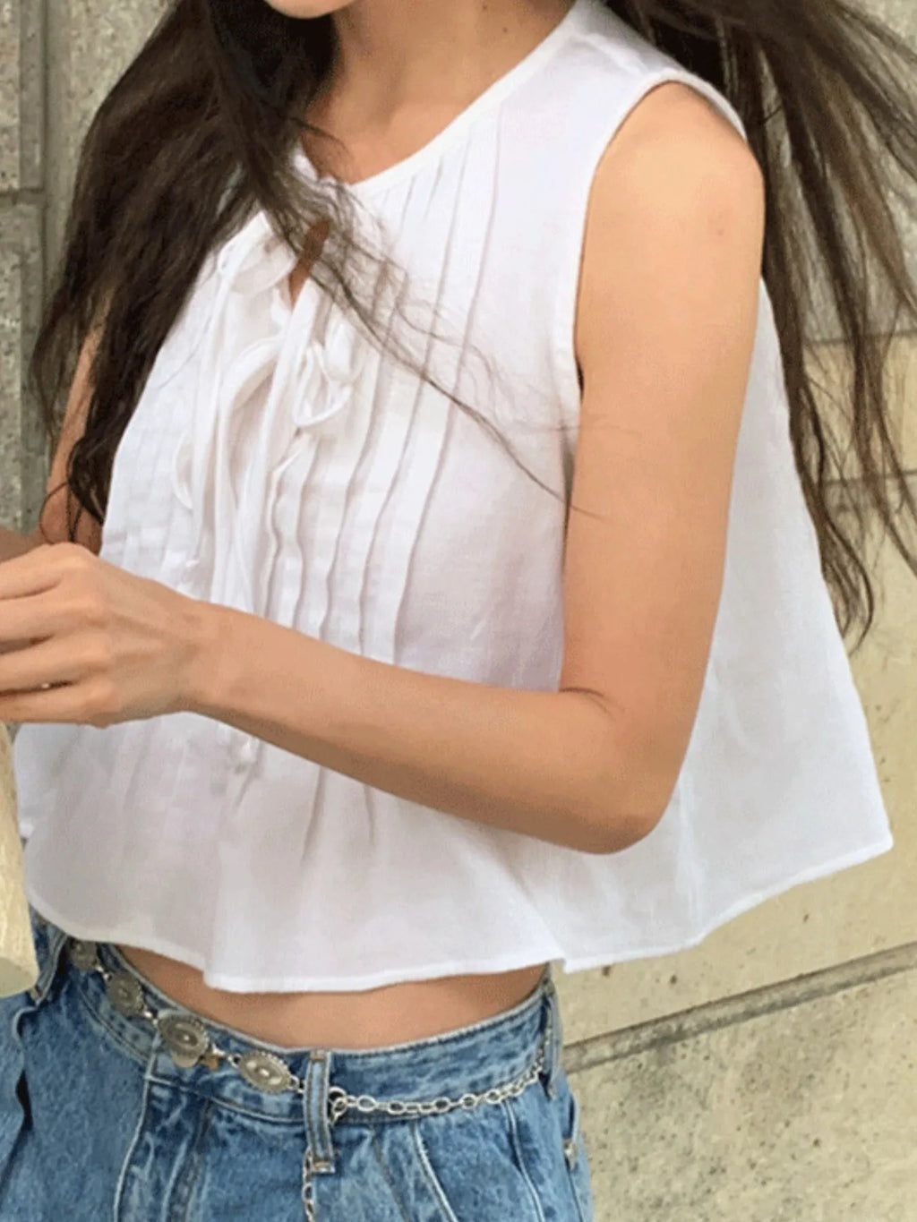 Tie-Front Sleeveless Summer Blouse