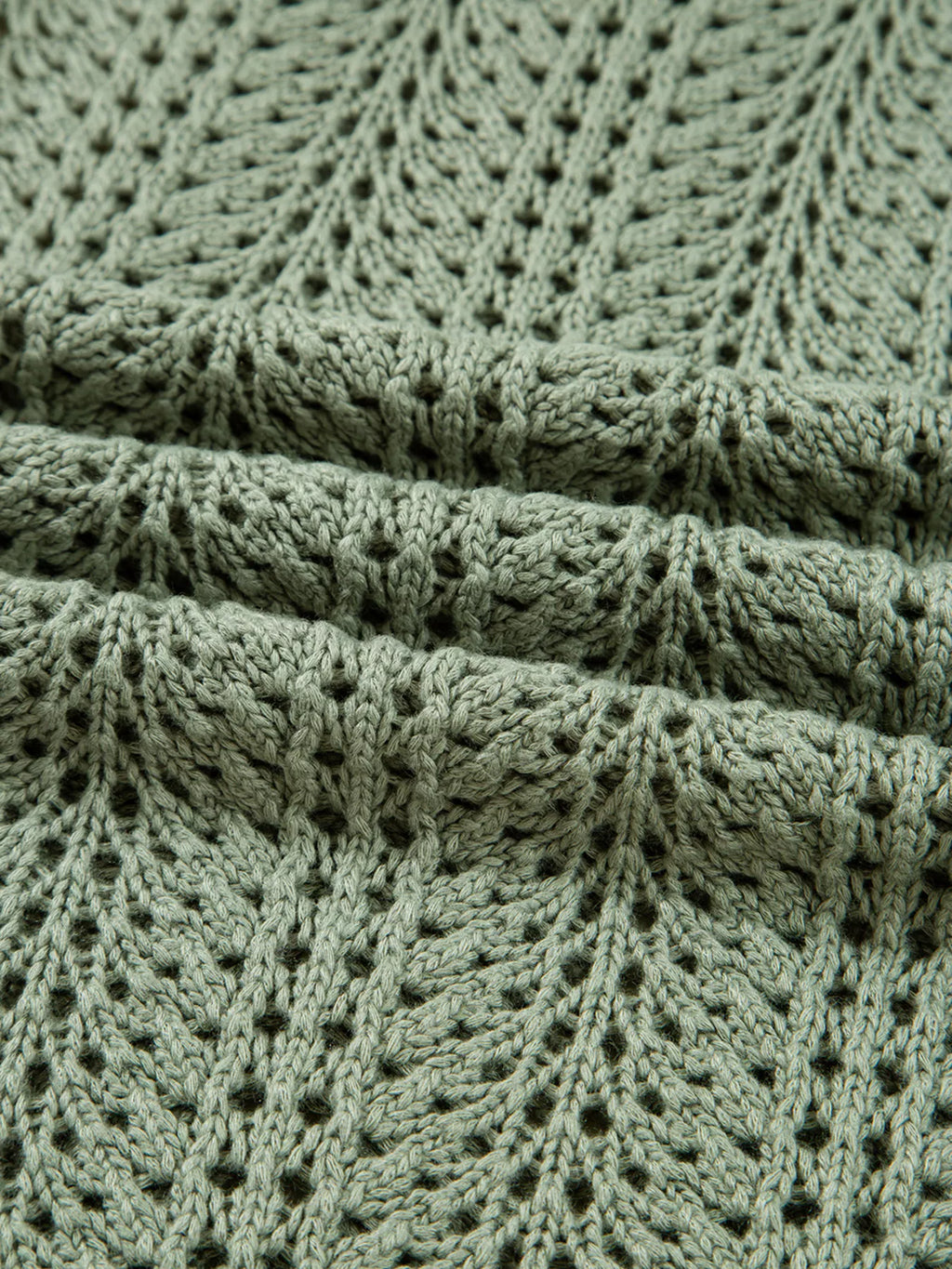 Scalloped Edge Eyelet Knit Batwing Sleeve Cardigan
