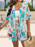 Printed Short Sleeve Shirt and Shorts Set