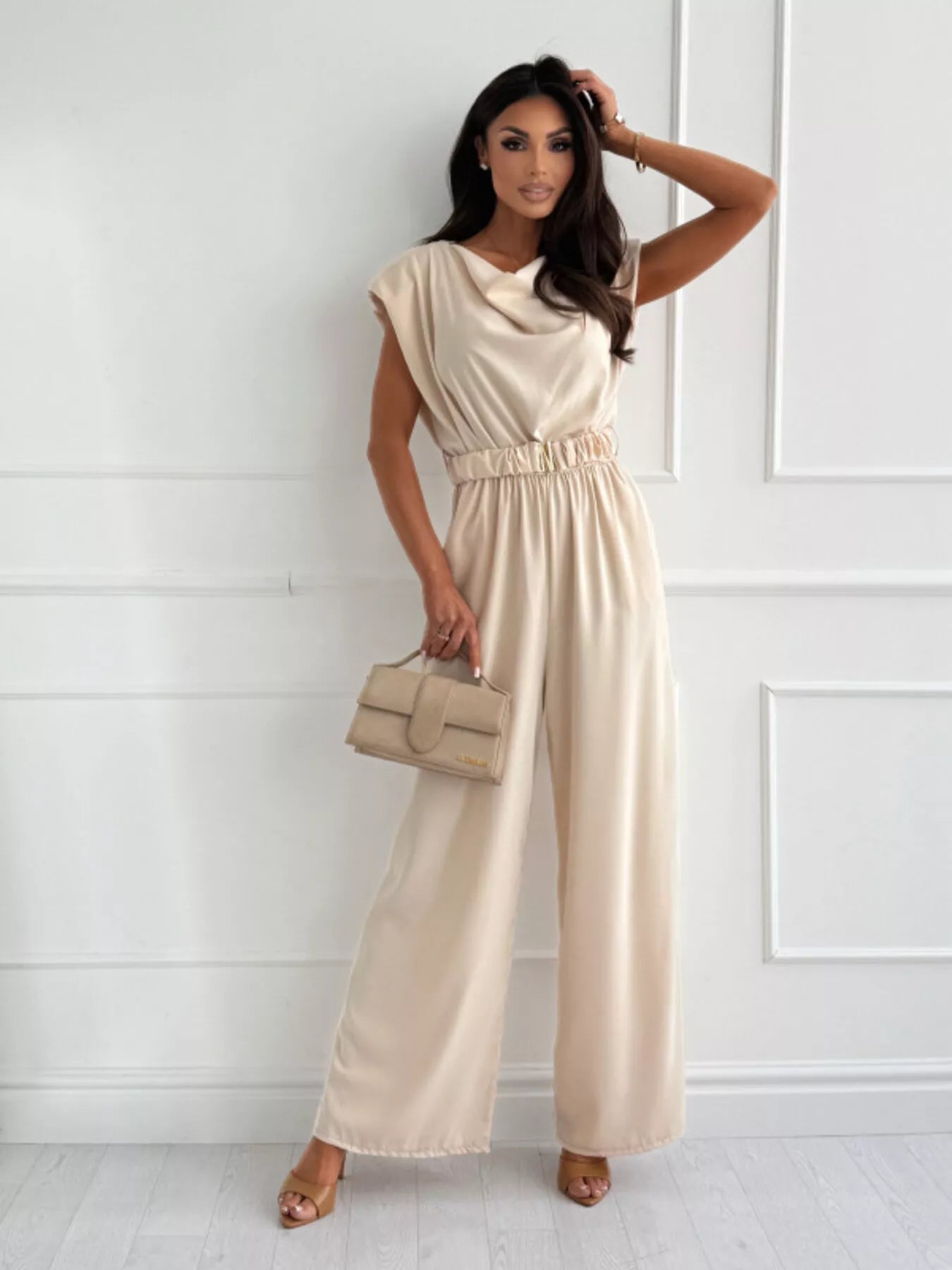Cowl Neck Wide-Leg Jumpsuit