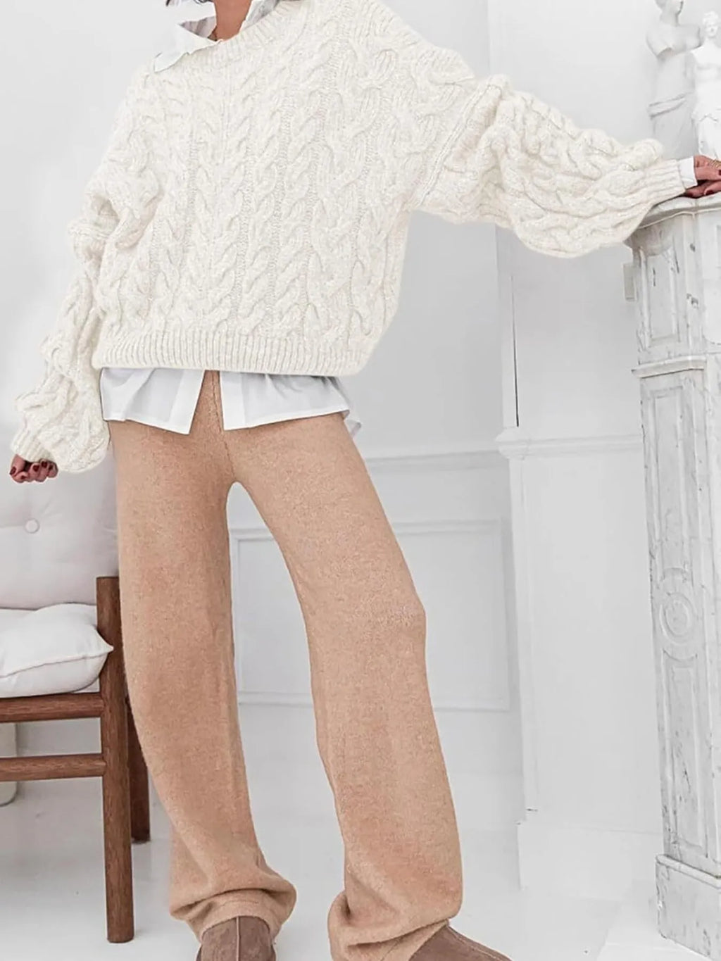 Cable Knit Long Sleeve Sweater