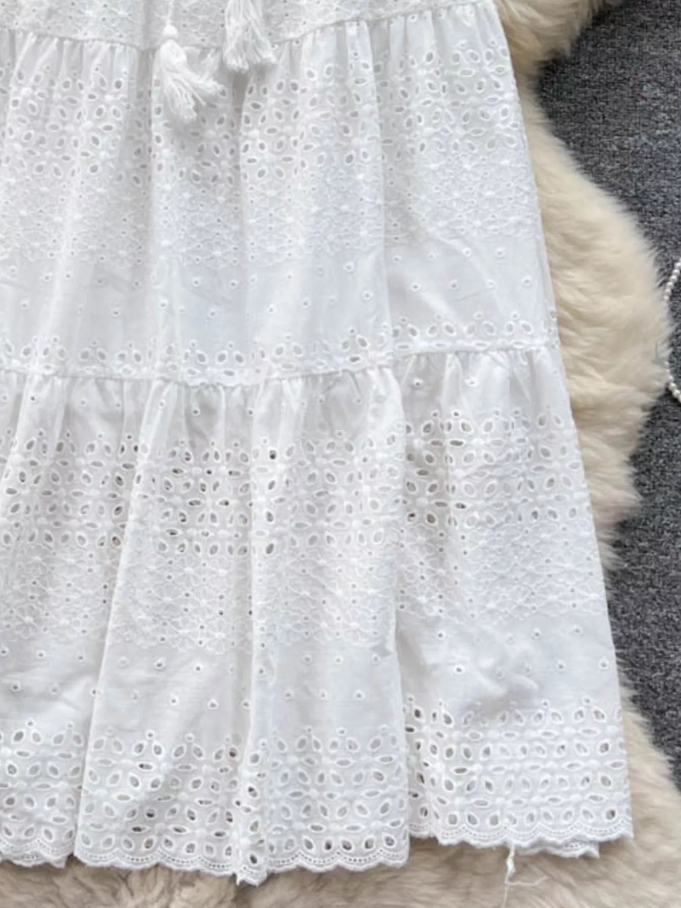 Eyelet Tiered Maxi Skirt