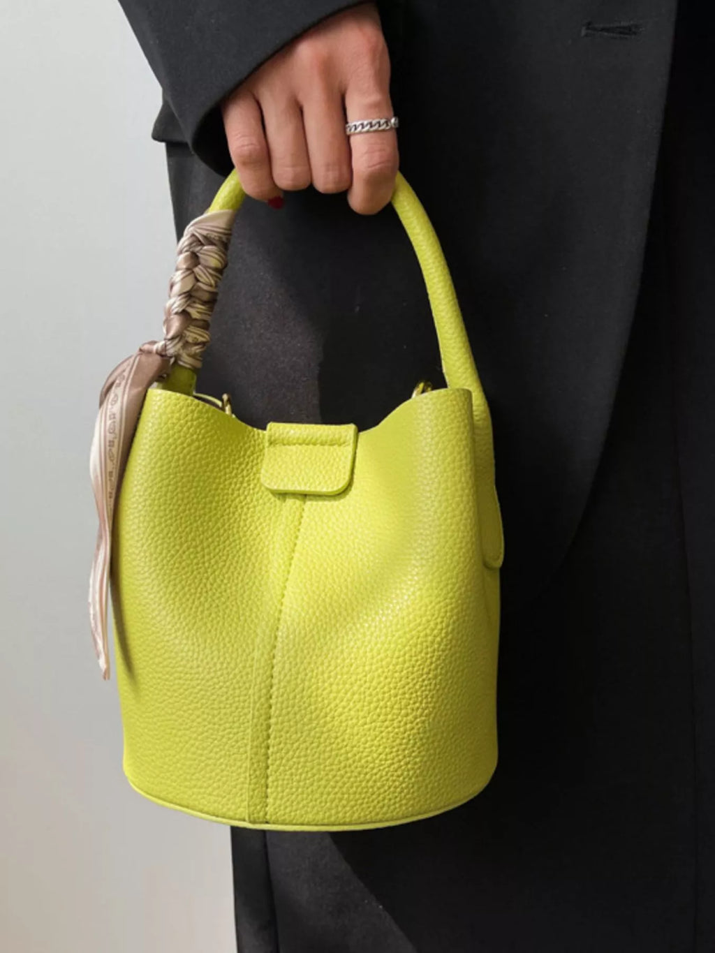 Leather Bucket Crossbody Bag