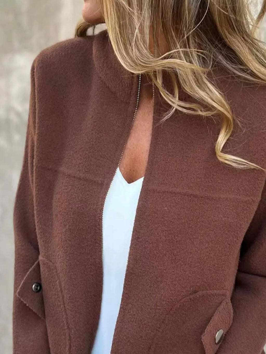 Full Size Textured Knit Zip Up Outerwear Plus Size
