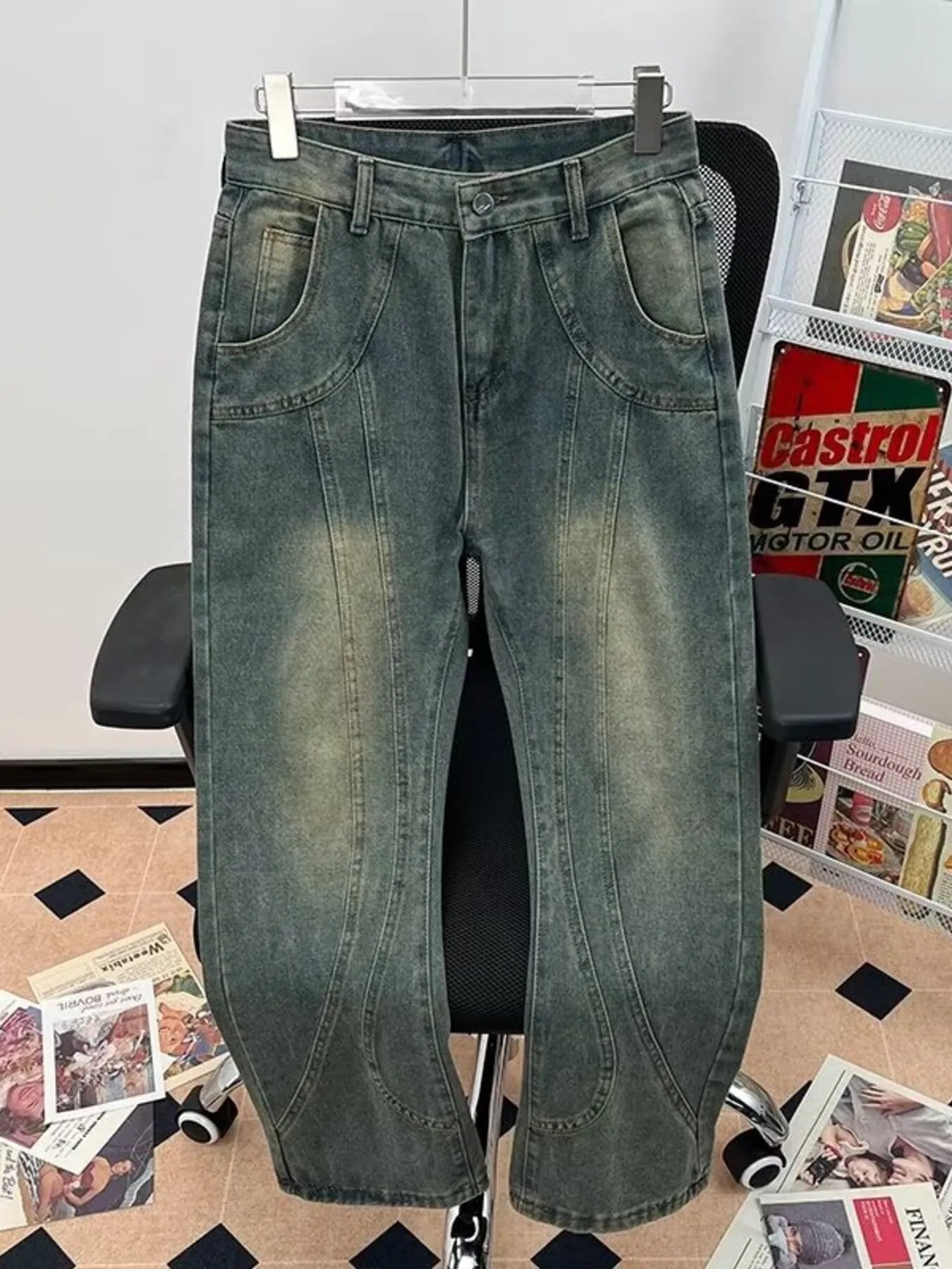 Men's Plus Size Vintage Wash Flare Jeans