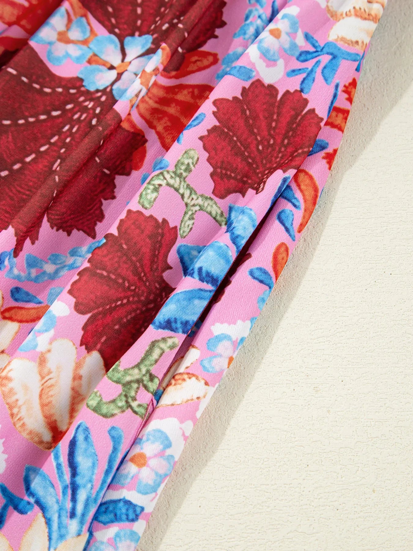 Floral Print Tie Front Midi Dress