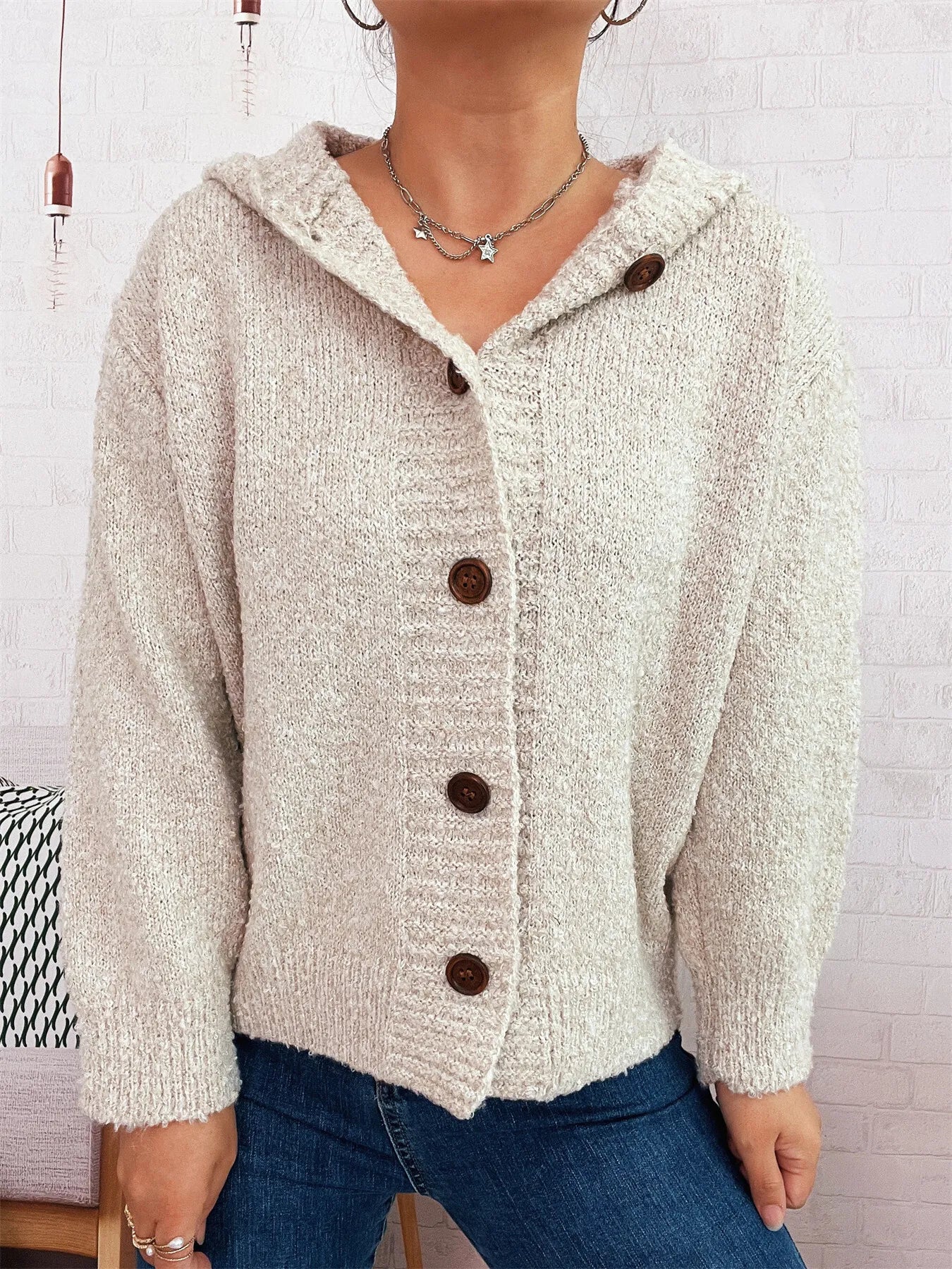 Cozy Button-Up Hooded Cardigan