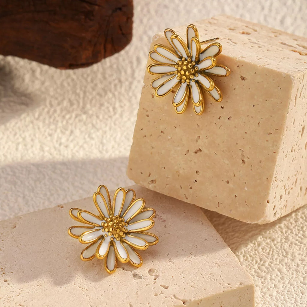 18K Gold-Plated Flower Stud Earrings