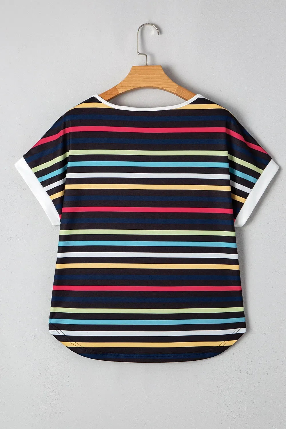 Colorful Striped Short Sleeve Casual T-Shirt