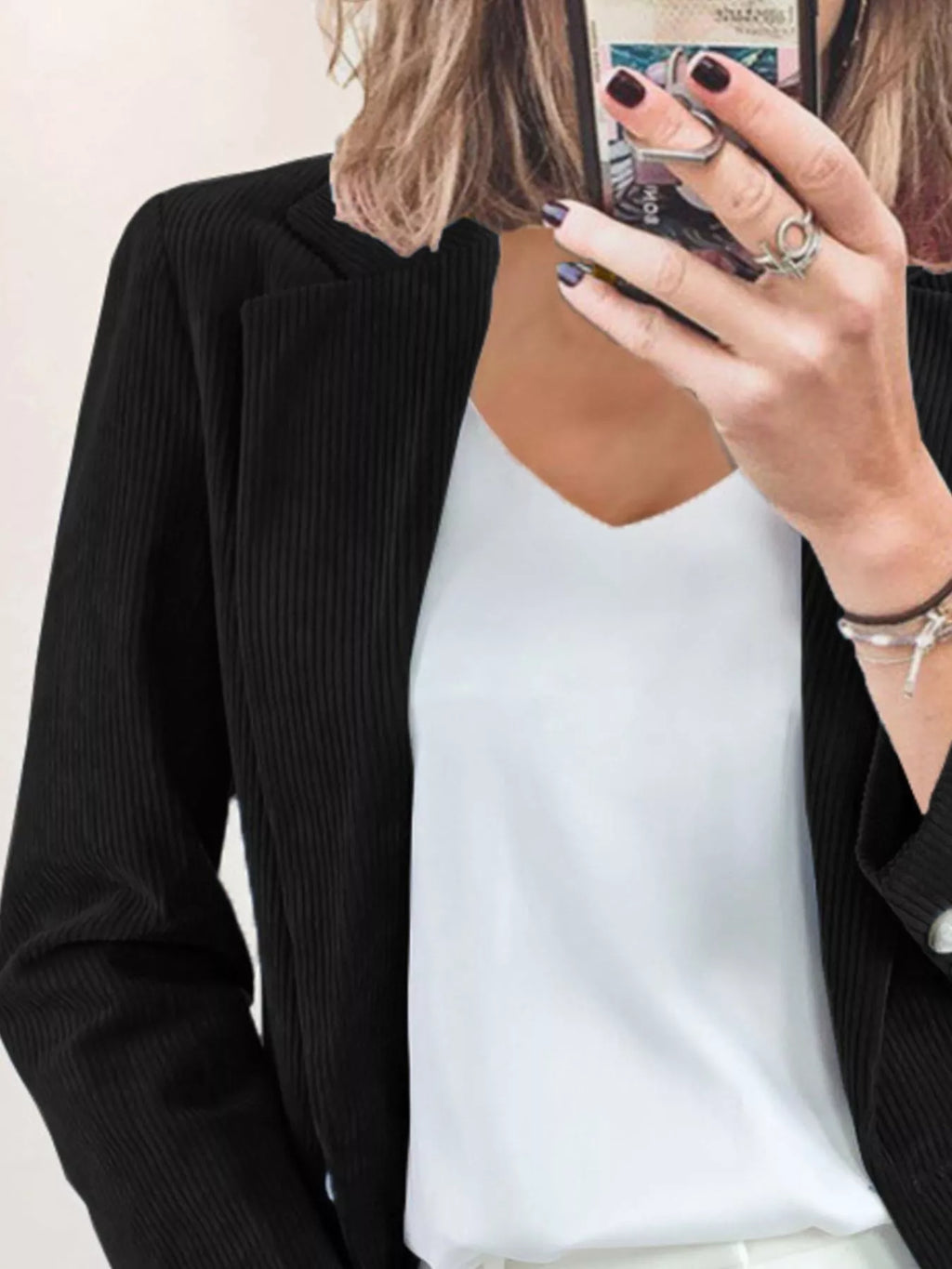 Corduroy Lapel Collar Casual Blazer
