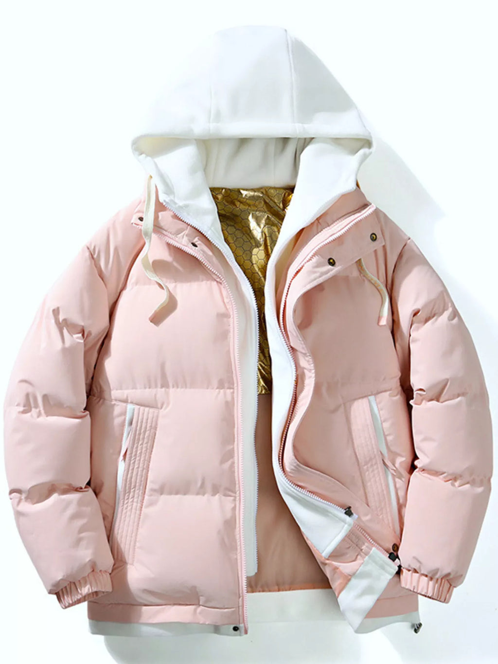 Men's Full Size Two-Tone Hooded Puffer Jacket Plus Size