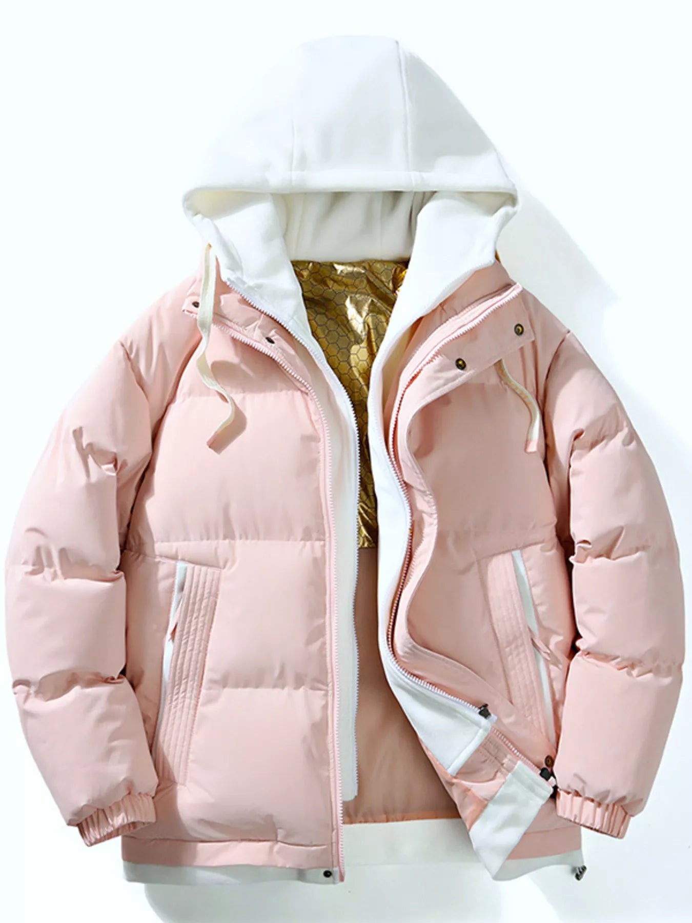 Men's Full Size Two-Tone Hooded Puffer Jacket Plus Size