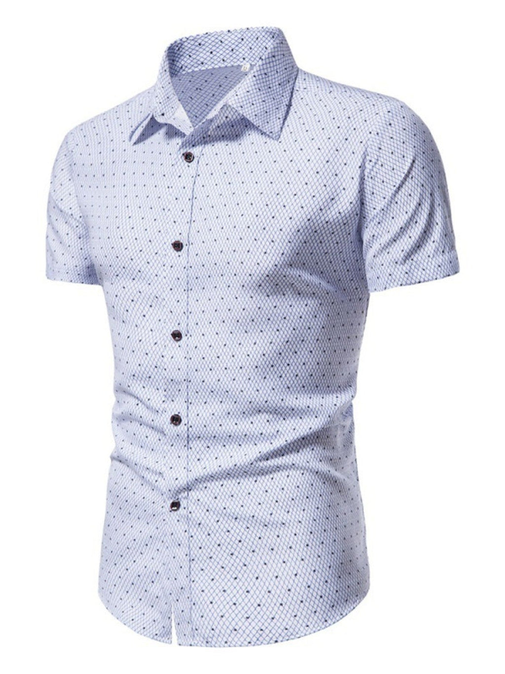 Men's Slim Fit Short Sleeve Dotted Shirt
