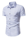 Men's Slim Fit Short Sleeve Dotted Shirt
