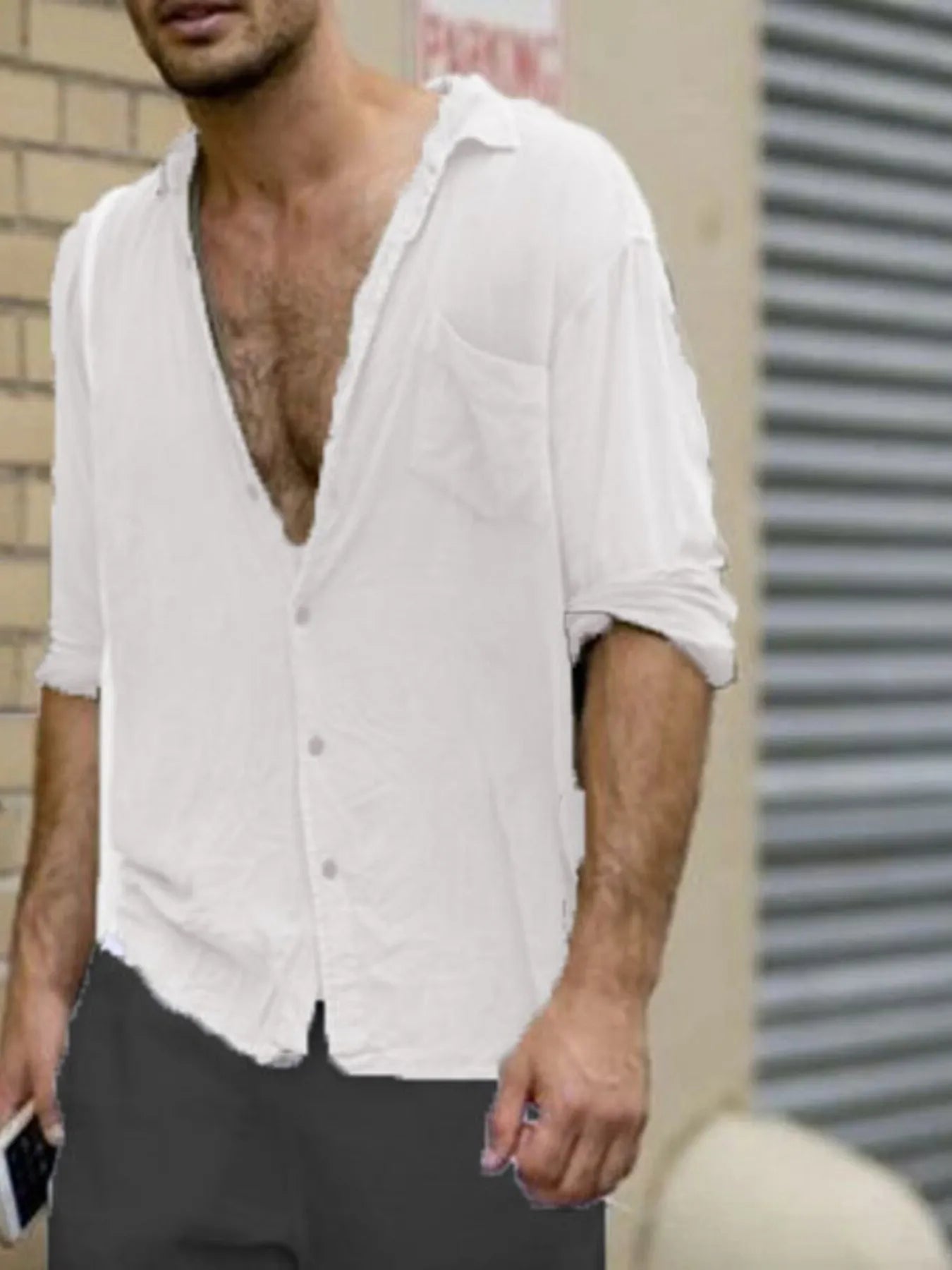 Men's Plus Size Solid Color Button Up Shirt