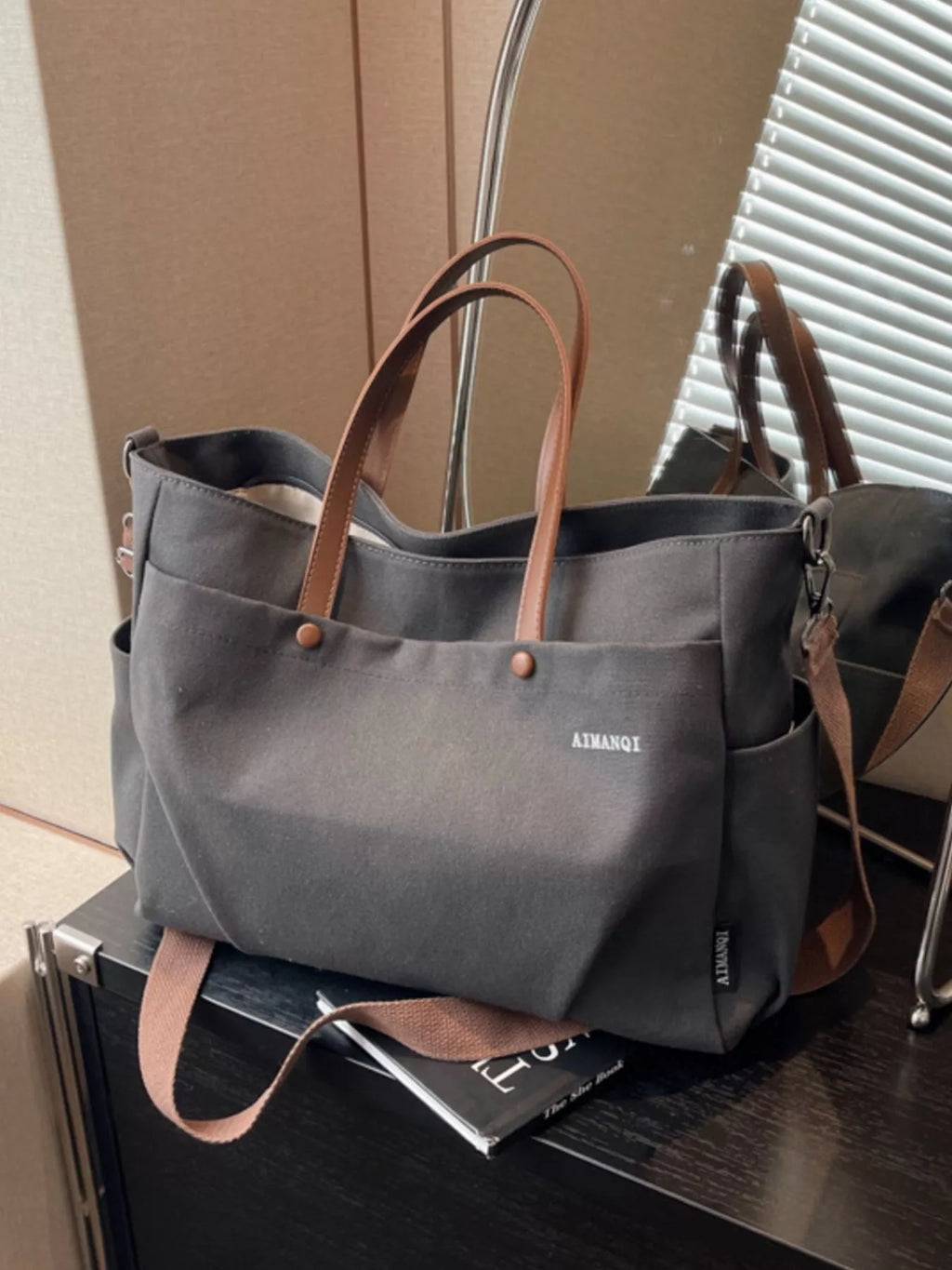 Canvas Tote Crossbody Bag