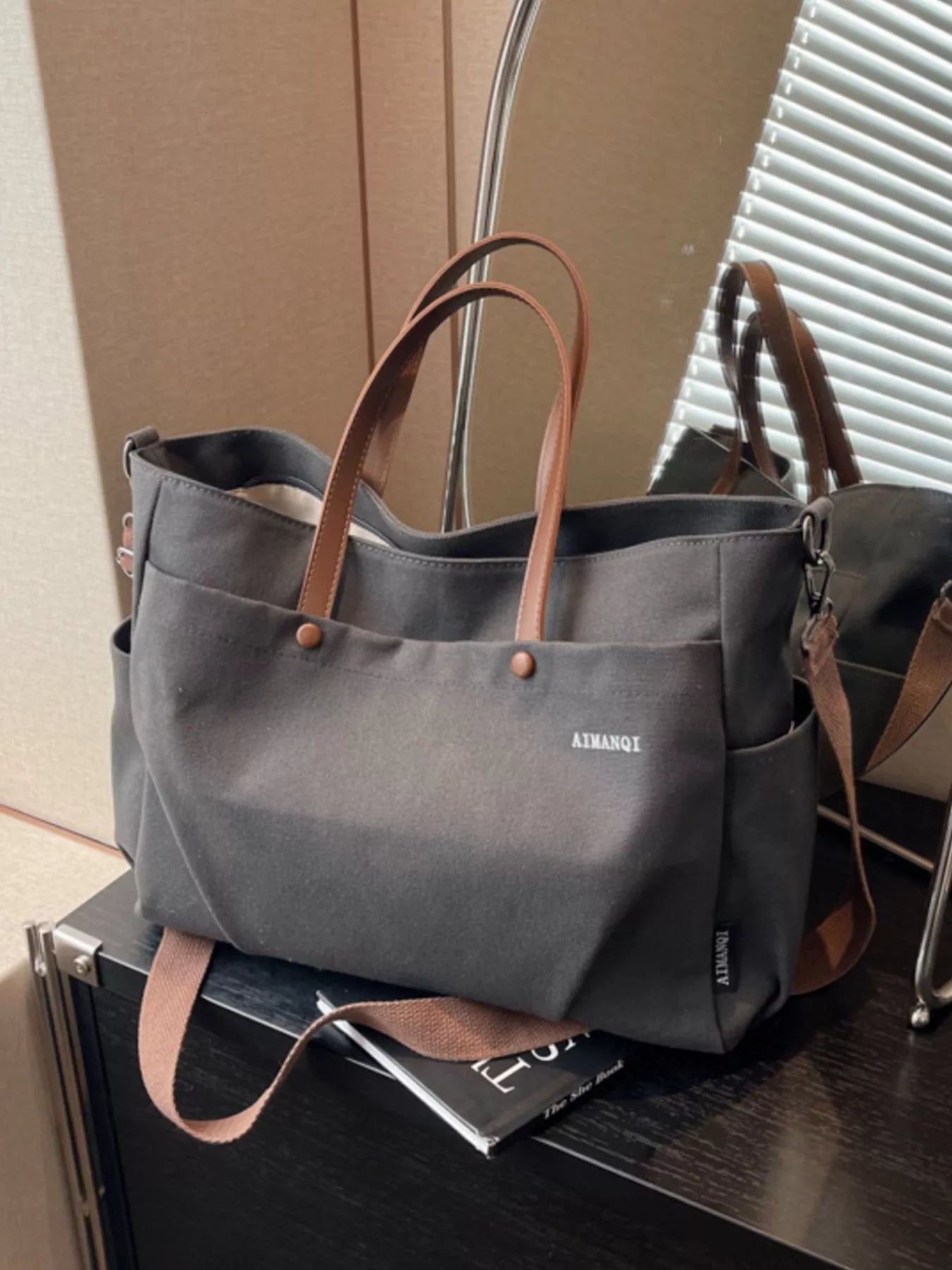 Canvas Tote Crossbody Bag