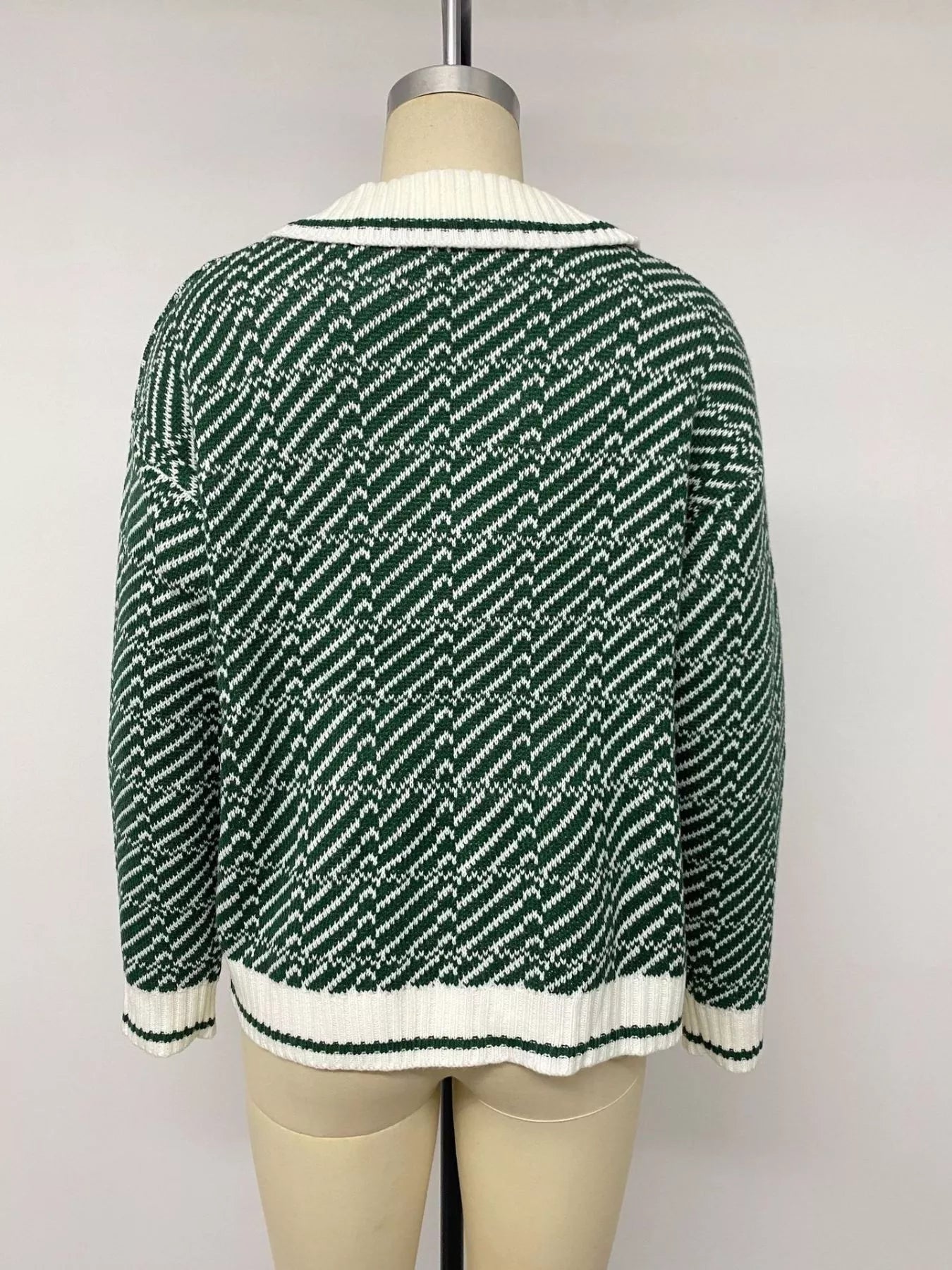 Geometric Patterned Collared Sweater