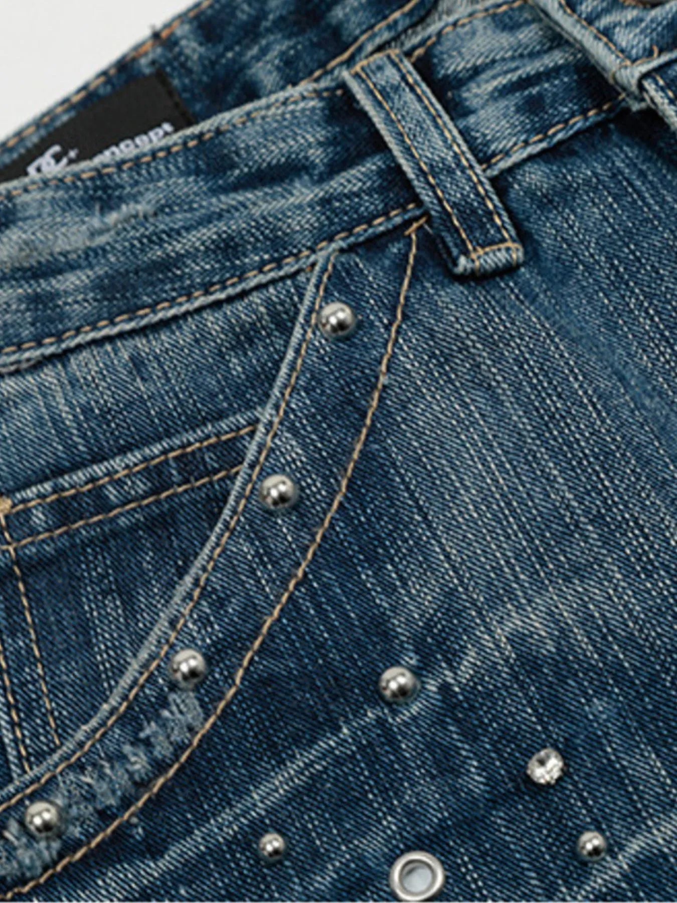 Men's Studded Washed Wide-Leg Jeans