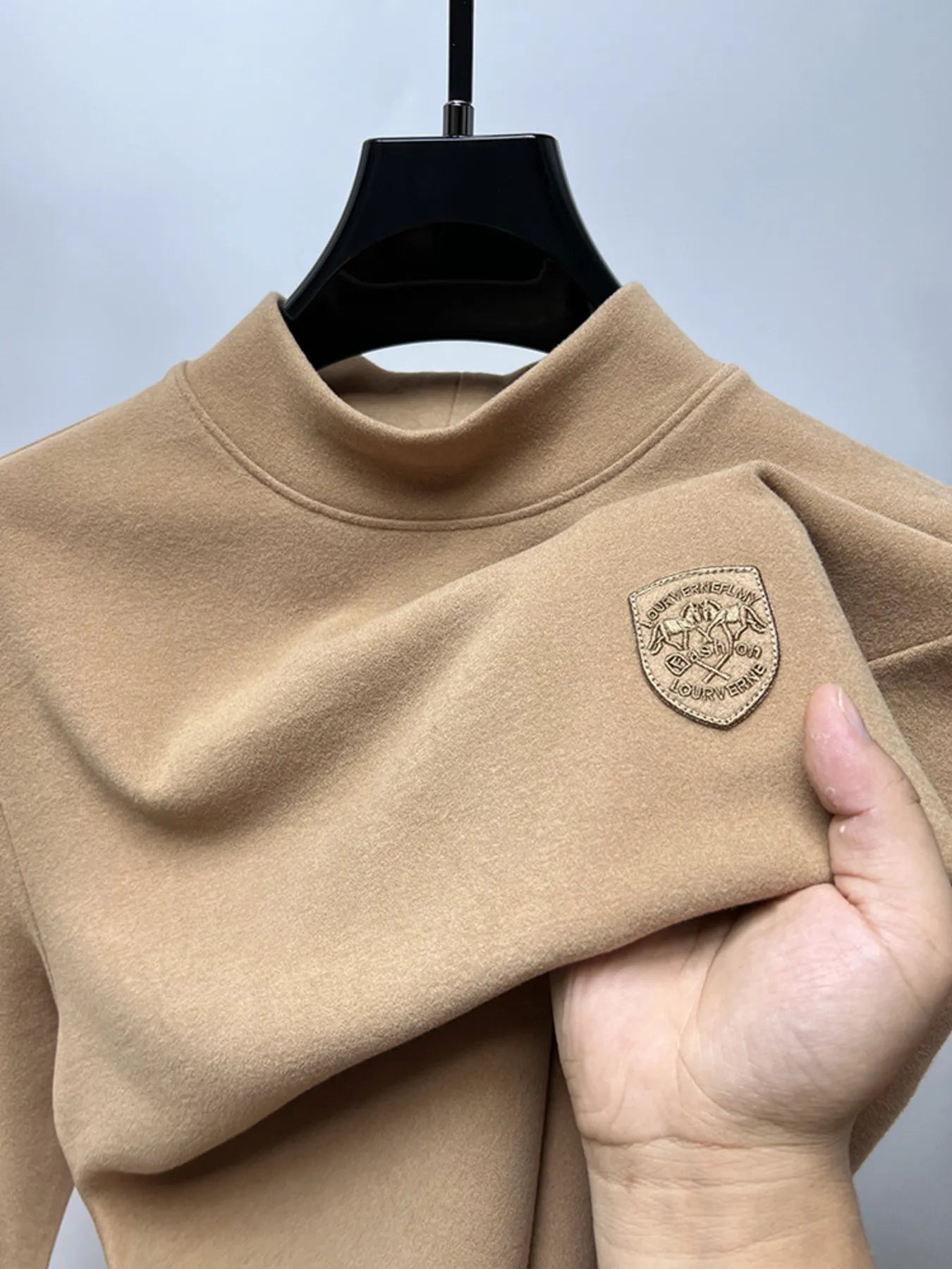 Men's Plus Size Mock Neck Long Sleeve T-Shirt