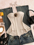 Embellished Front Halter Neck Cami