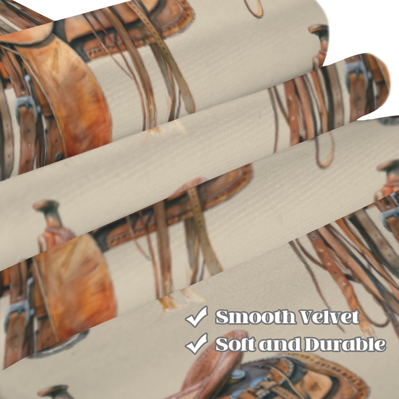 Baha Ranch Saddle Print Window Curtain Drapes 52"x63" Made in America