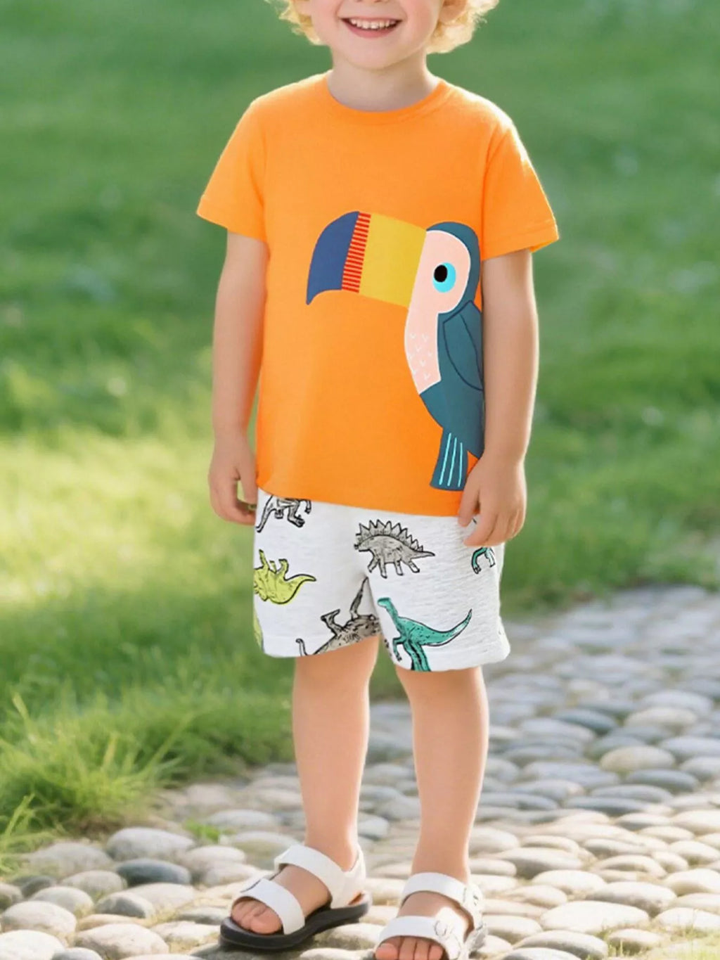 Children's Toucan Graphic Round Neck Tee
