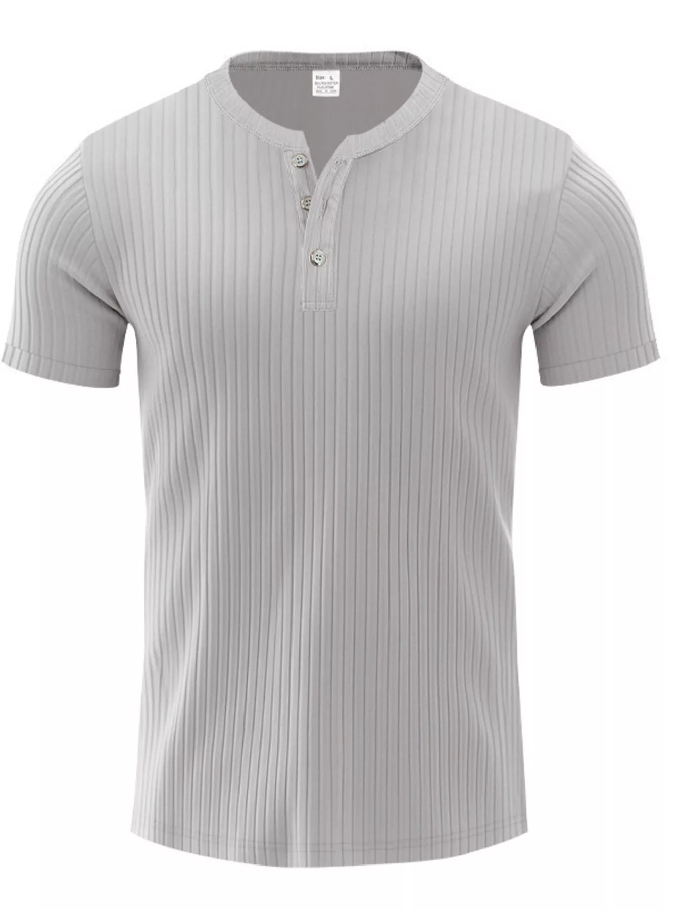Men's Full Size Casual Ribbed Henley T-Shirt Plus Size