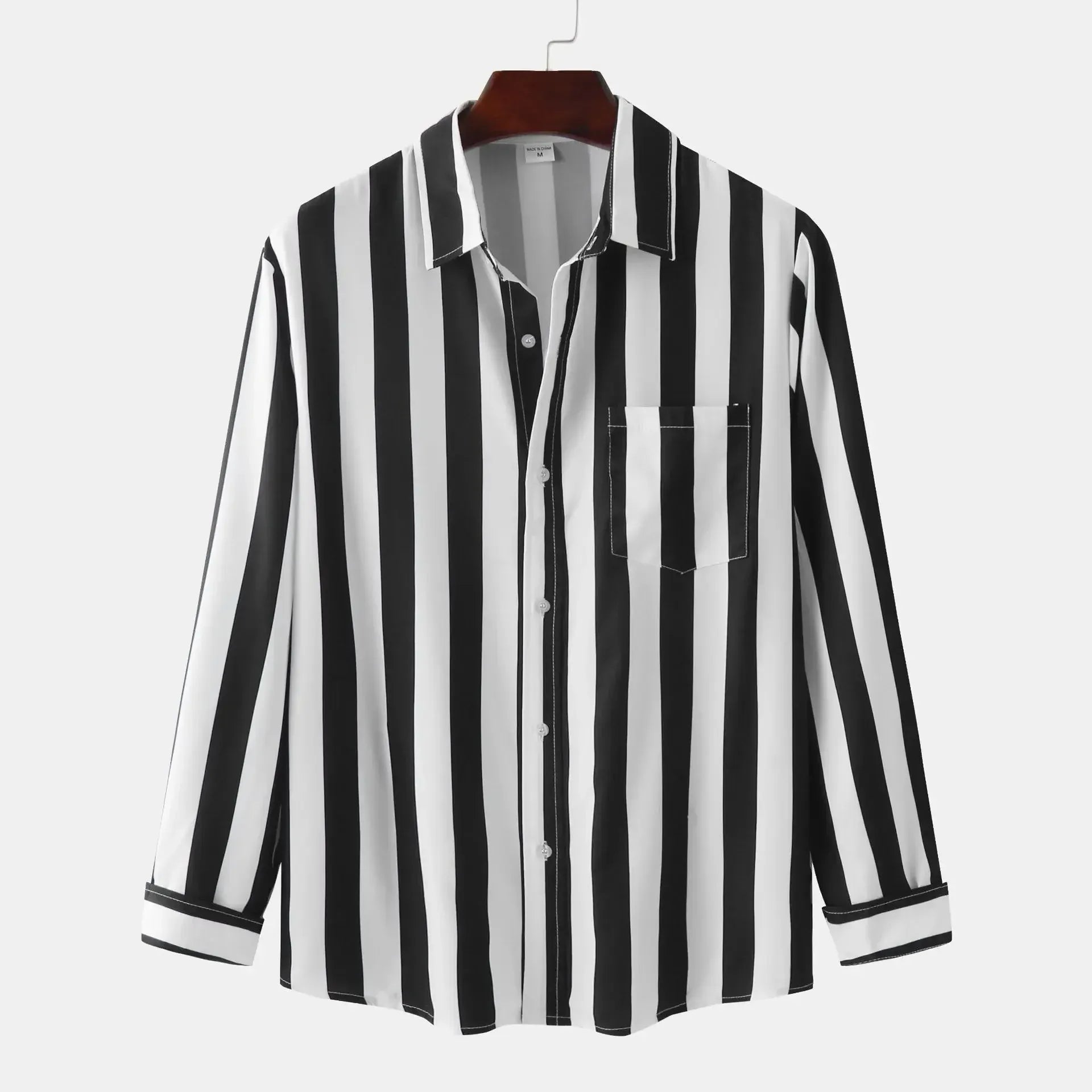 Men's Striped Button-Down Long Sleeve Shirt