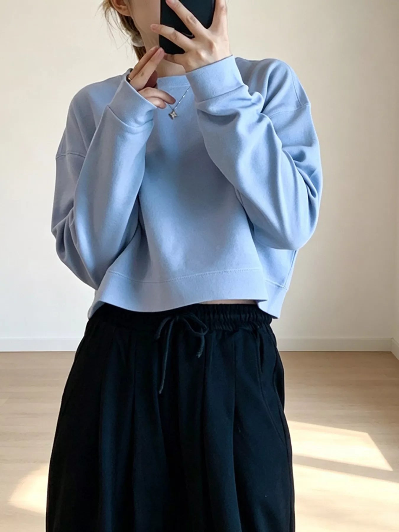 Crew Neck  Drop Shoulder Sweatshirt