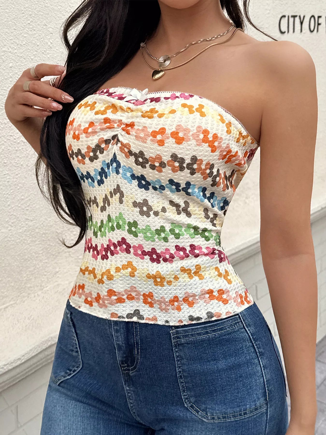Floral Ruched Tube Top