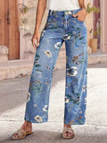 Floral Print Wide Leg Jeans