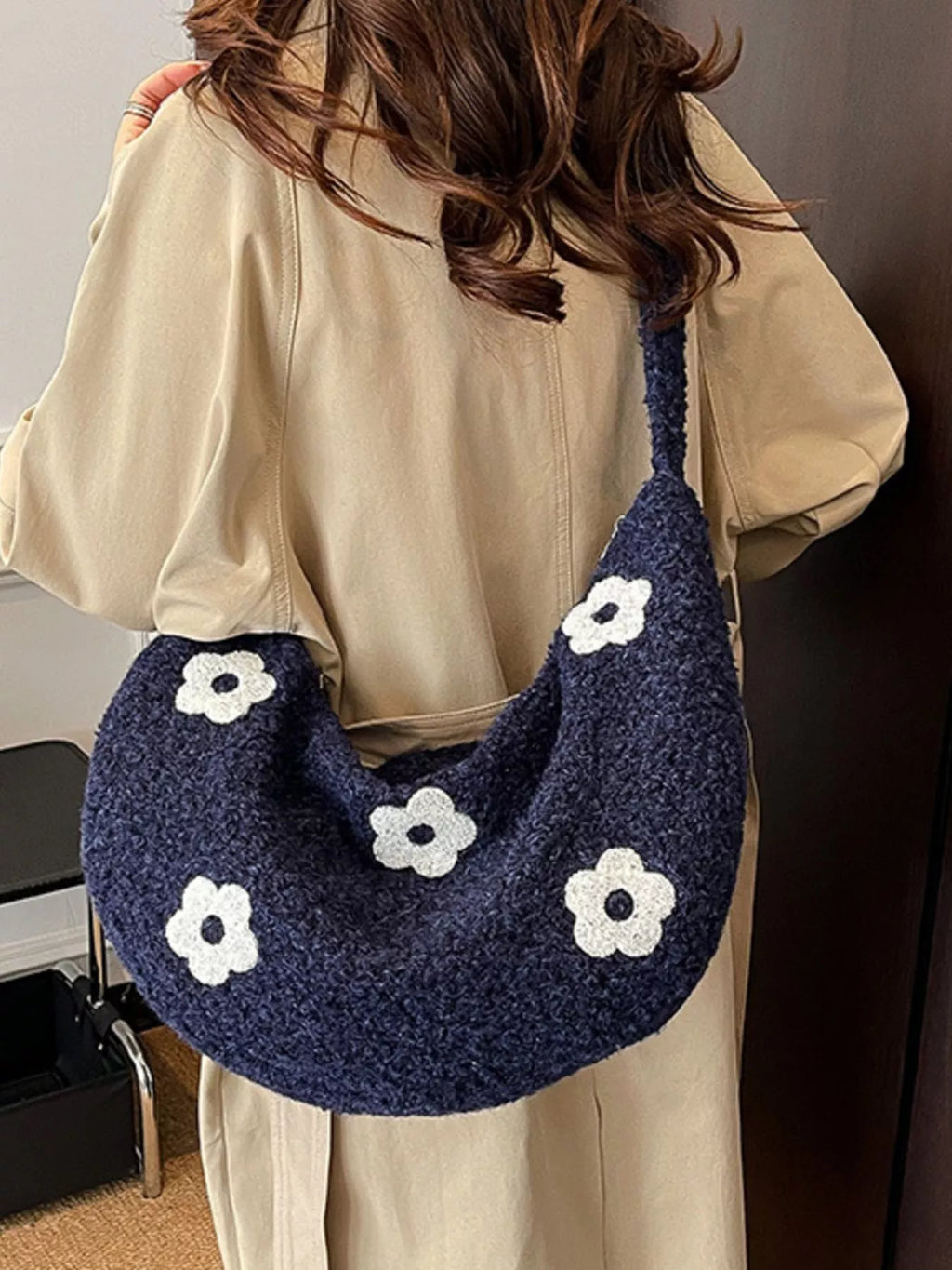 Floral Plush Crossbody Bag