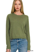 Zenana Lightweight Wool Blend Round Neck Sweater