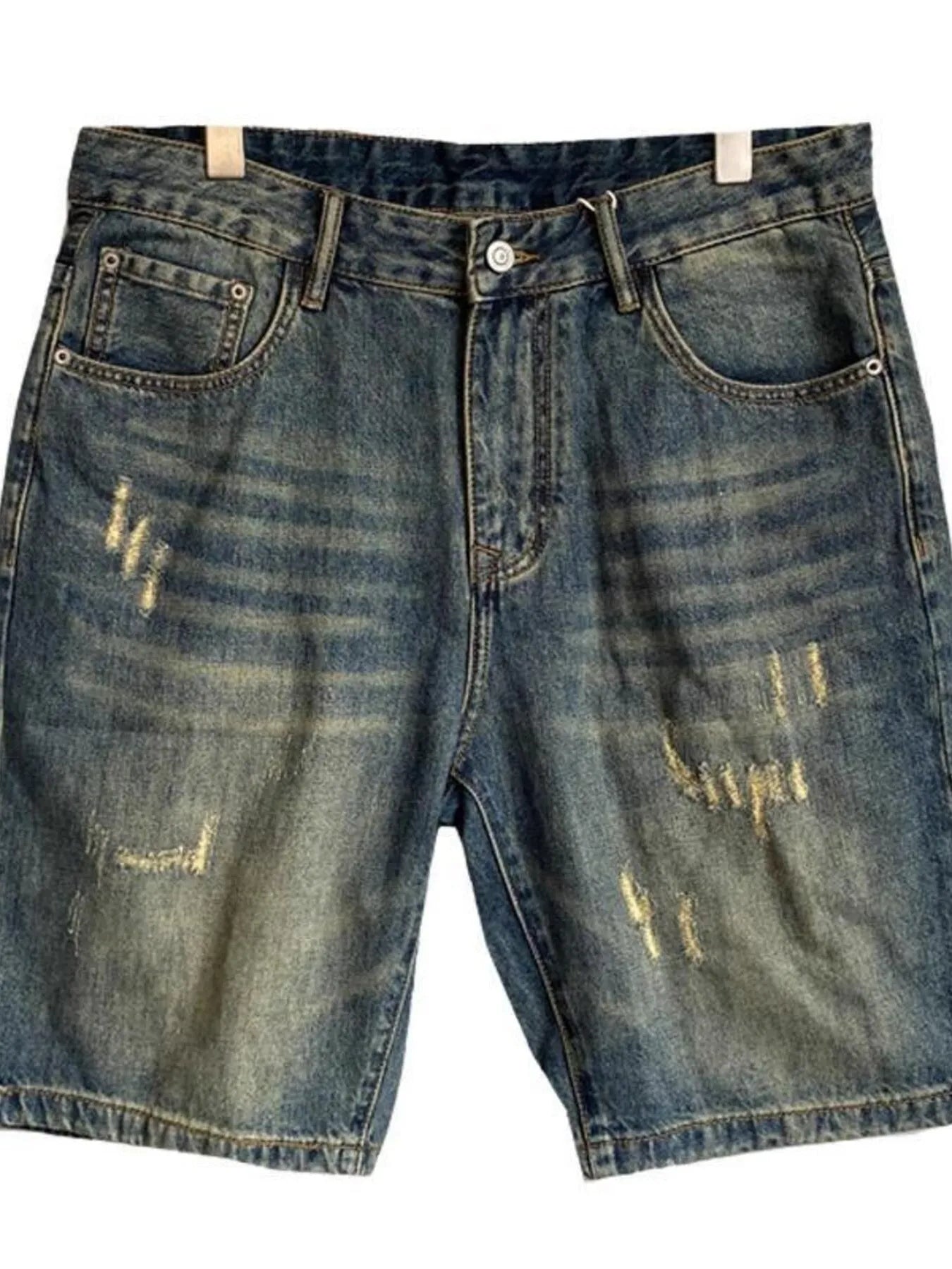 Men's Vintage Washed Distressed Denim Shorts