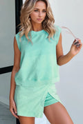 Round Neck Top and Skort Set
