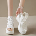 Cutout Mesh Wedge Sandals