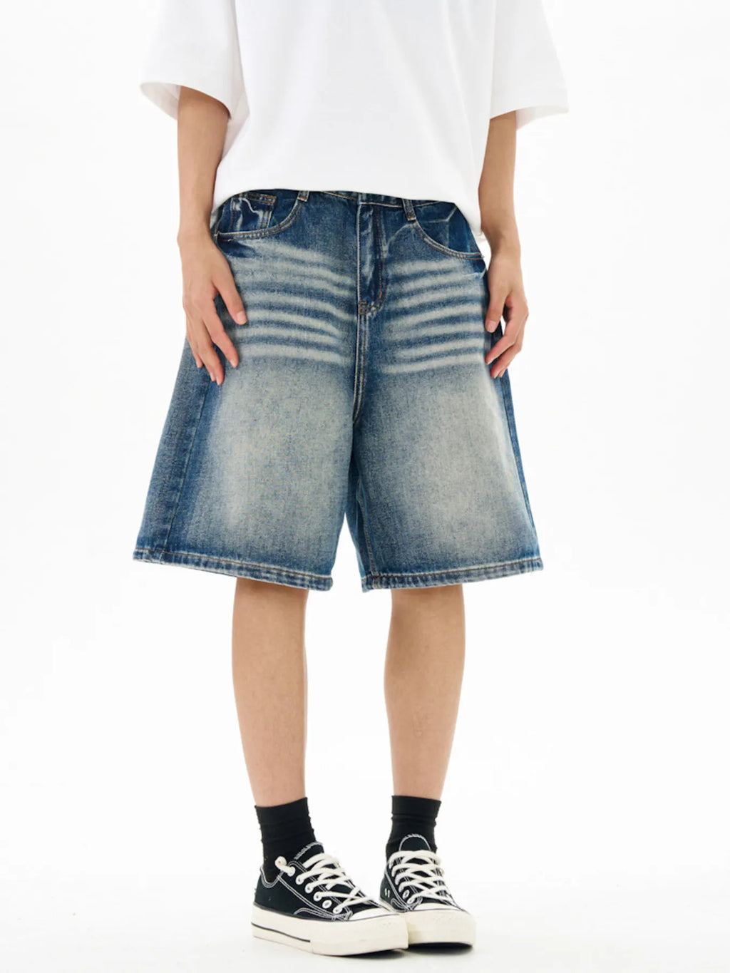 Men's Washed Loose Fit Denim Shorts