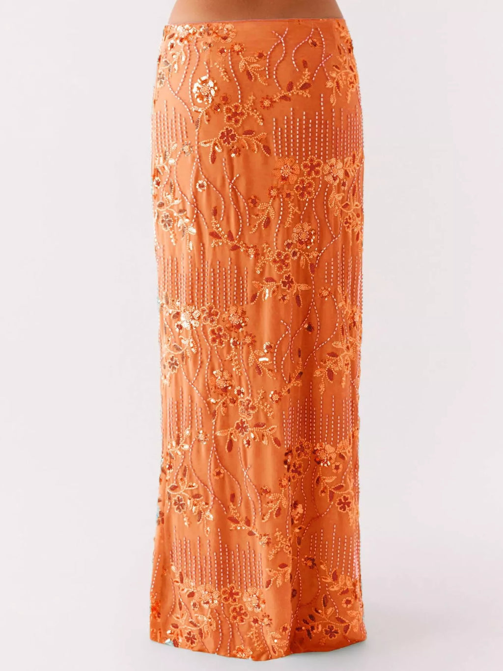 Sequin Embroidered Maxi Skirt
