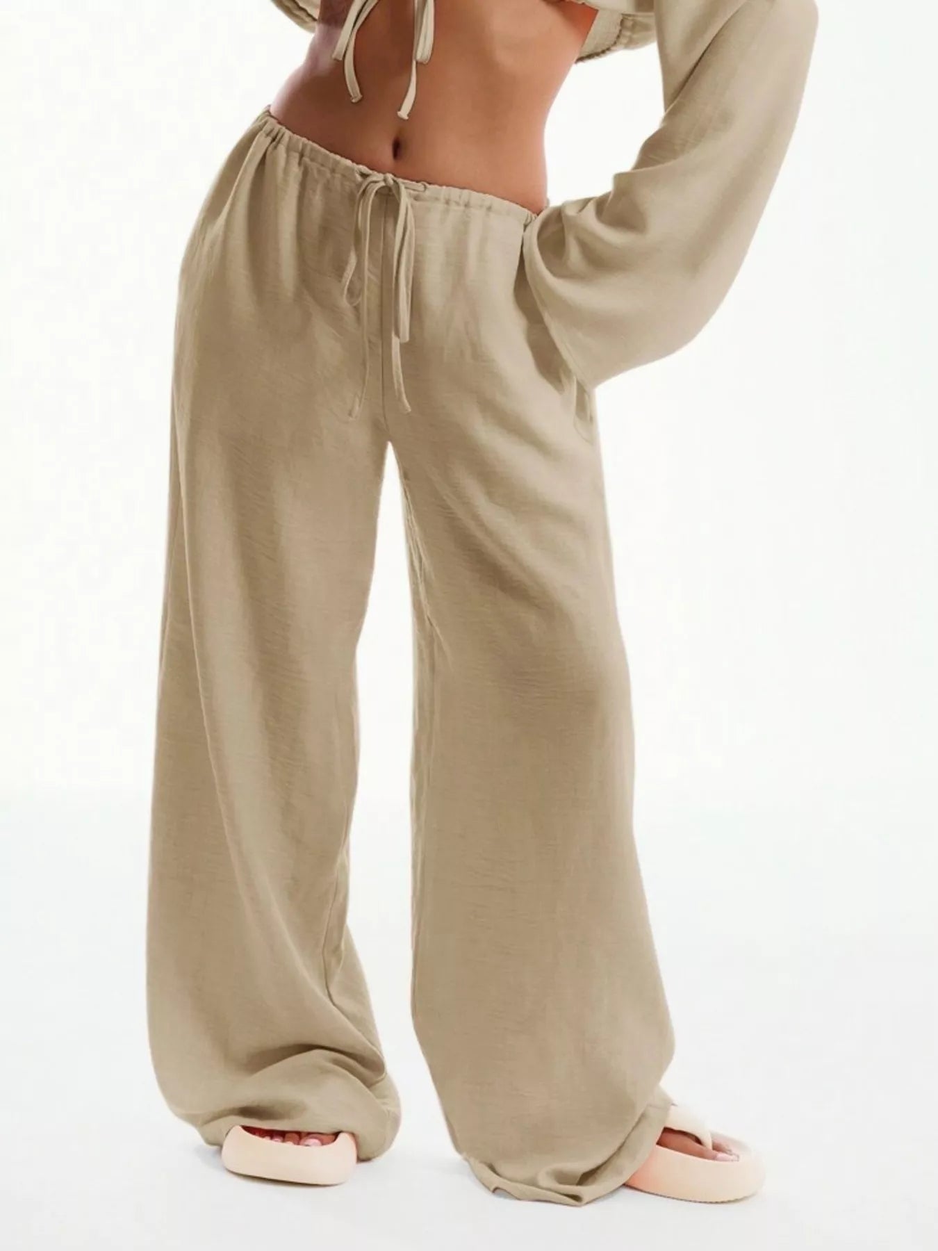 Drawstring Wide Leg Pants